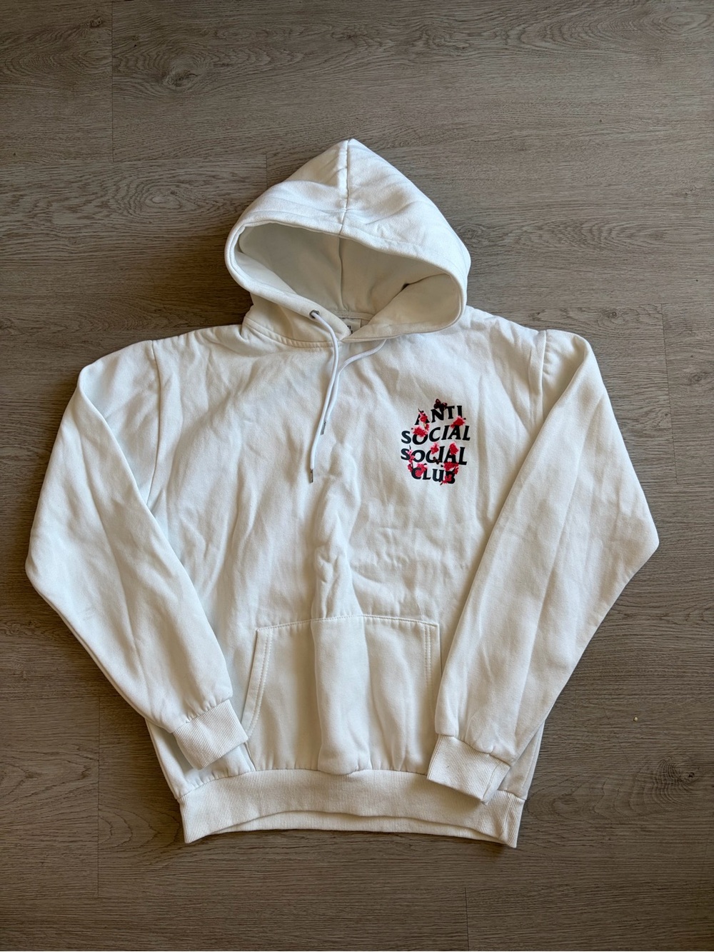 Anti Social Social Club White Hoodie with Red & Black Logo
